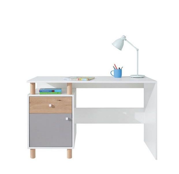 Veneti Písací stolík ALANEN - dub artisan / biely / šedý